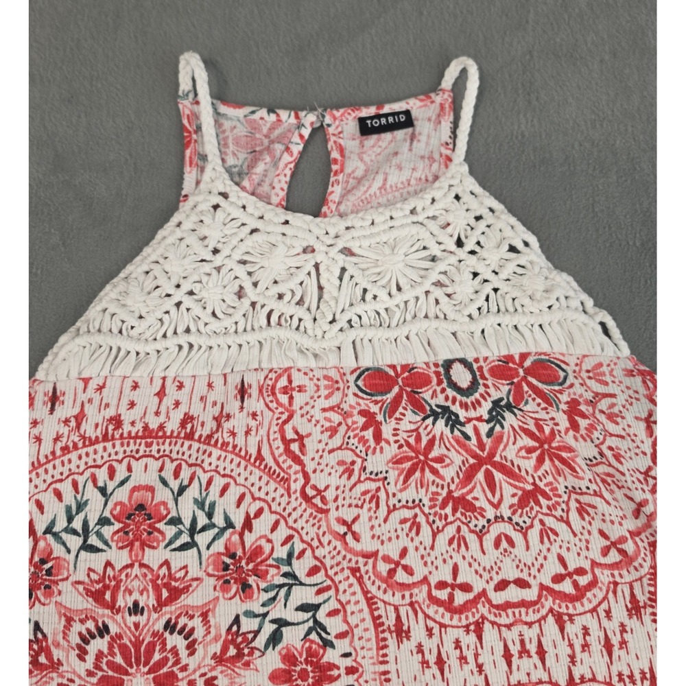 Torrid Boho Crochet Floral Tank Top Womens Plus Size 1 - Picture 3 of 8